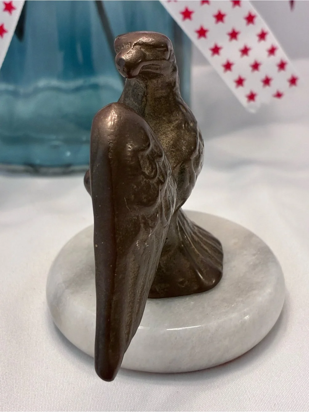 Vintage bronze eagle statue/paper weight on marble base